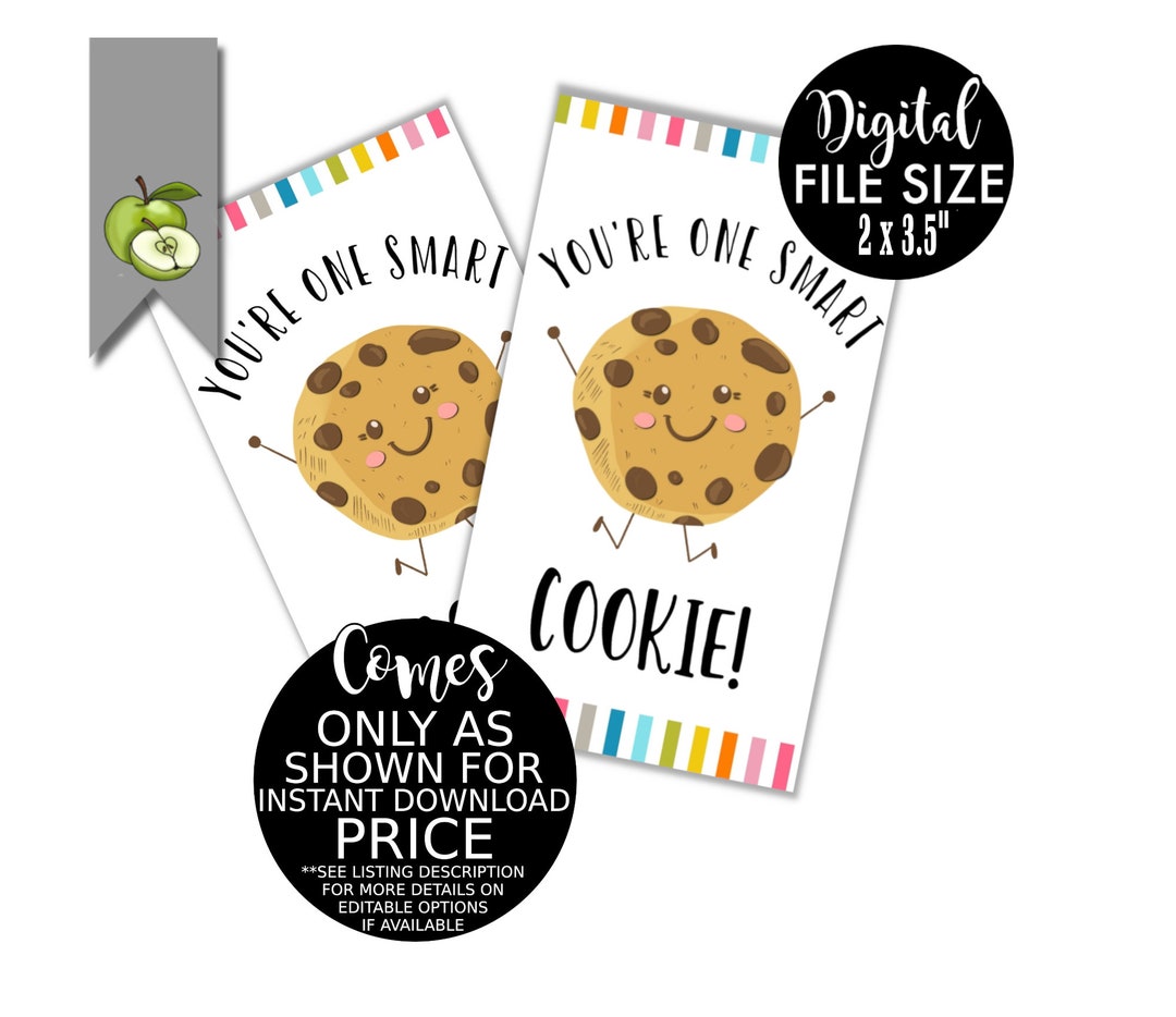 Smart Cookie Gift Tags Teacher Gift End of Year Tag One Etsy