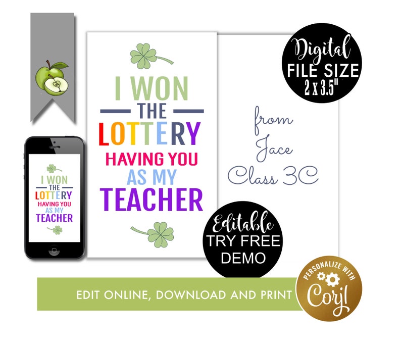 new year new year student won the lottery editable school gift tags Printable back to school lotto St Patrick/'s I won the lottery