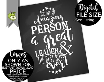 Boss appreciation day week amazing person gift, boss's day, Boss week, boss card, INSTANT DOWNLOAD, leader, printable, retirement leaving