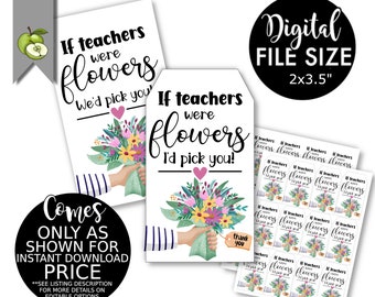 If teachers were flowers I'd pick you tag, WE'd pick you, instant Download, Printable, student gift tag, New class tags, plant, Christmas