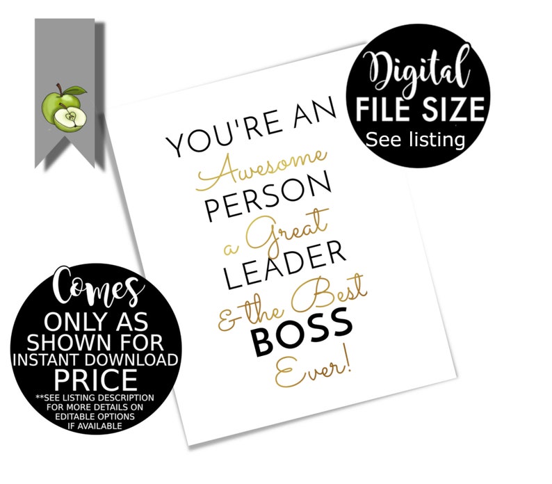 You are the Best boss ever gift printable boss appreciation Etsy