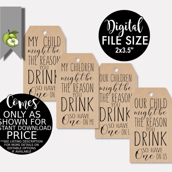 Teacher beer gift tags, beer gift tag, coach, my child might be, the reason you drink, beer label, printable gift tag, end of year tag,