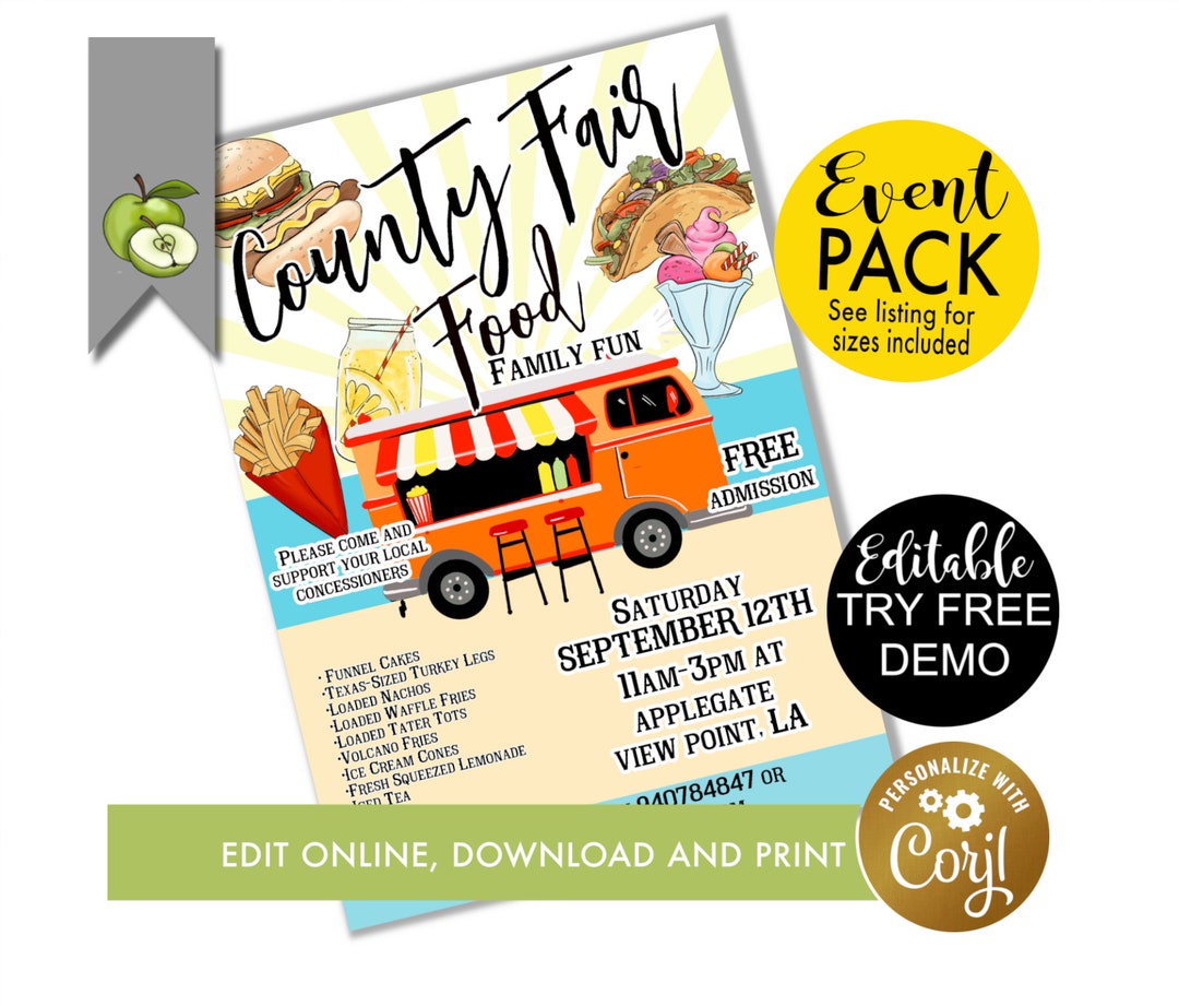 Food Fair Flier County Food Fair Flyer Editable, Lockdown Food Fair Fundraiser, Food ...