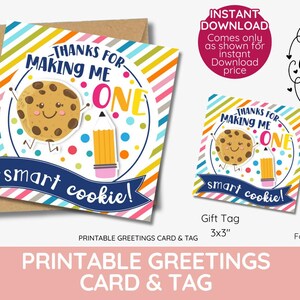 One Smart Cookie Gift Tags & Card, Teacher Appreciation, End of Year ...