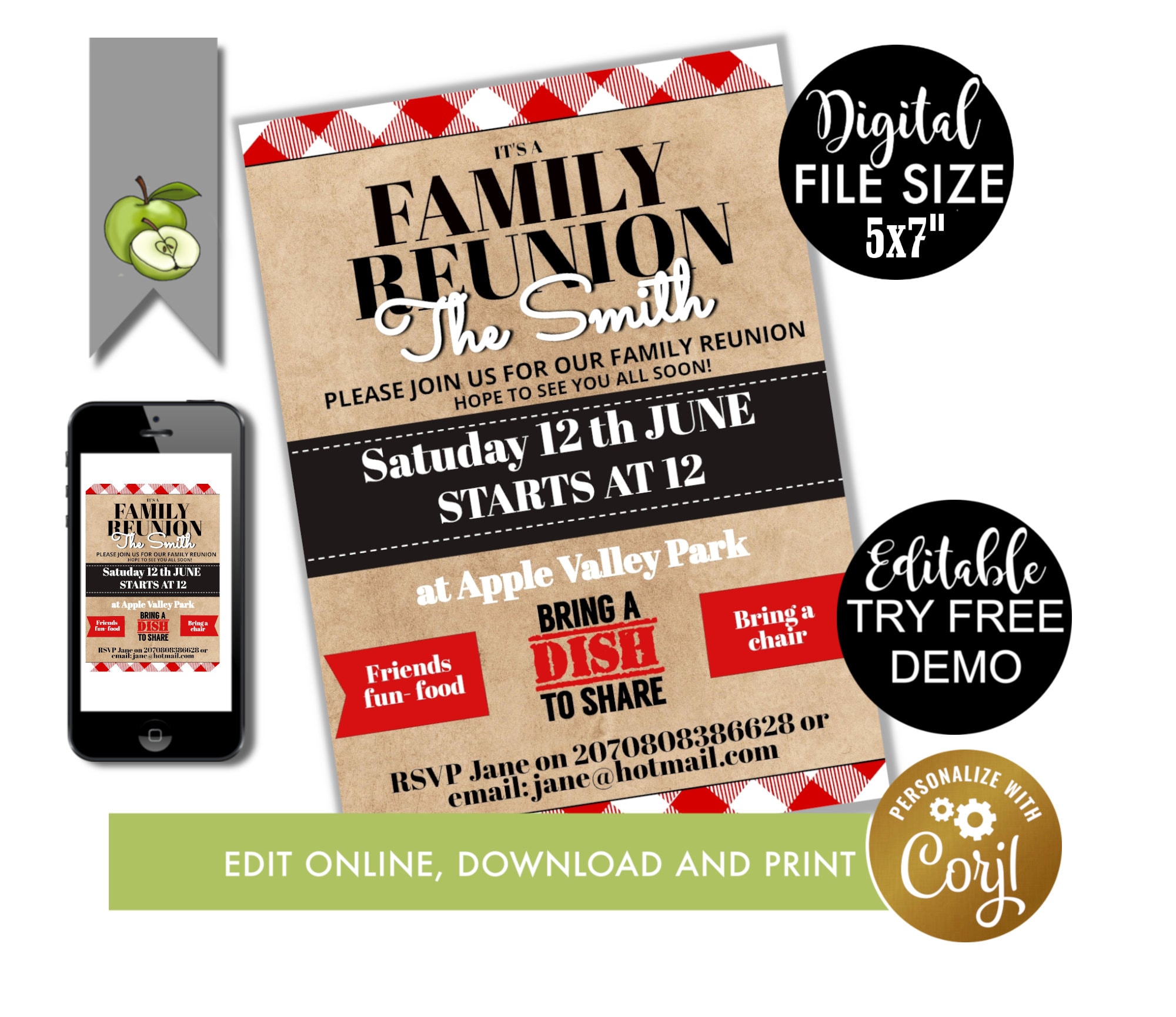 Family reunion invite editable, Printable family gathering Flyer, reunion  event, family party theme, family theme picni, EDIT CORJL Inside Family Reunion Flyer Template