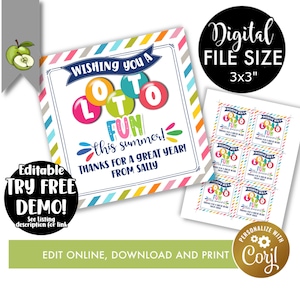 Editable Printable Lottery Ticket Thank You Gift Tag, Wishing You a ...