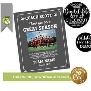 editable Soccer coach appreciation, Retirement Soccer coach, Soccer team, Soccer coach, Soccer coach and team players, Printable image 9