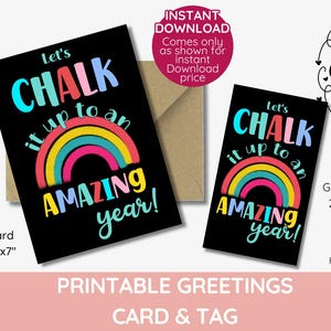 Lets Chalk it up to an amazing year gift tag & card, end of year teacher chalk class gift tag, sidewalk chalk gift, Teacher printable summer