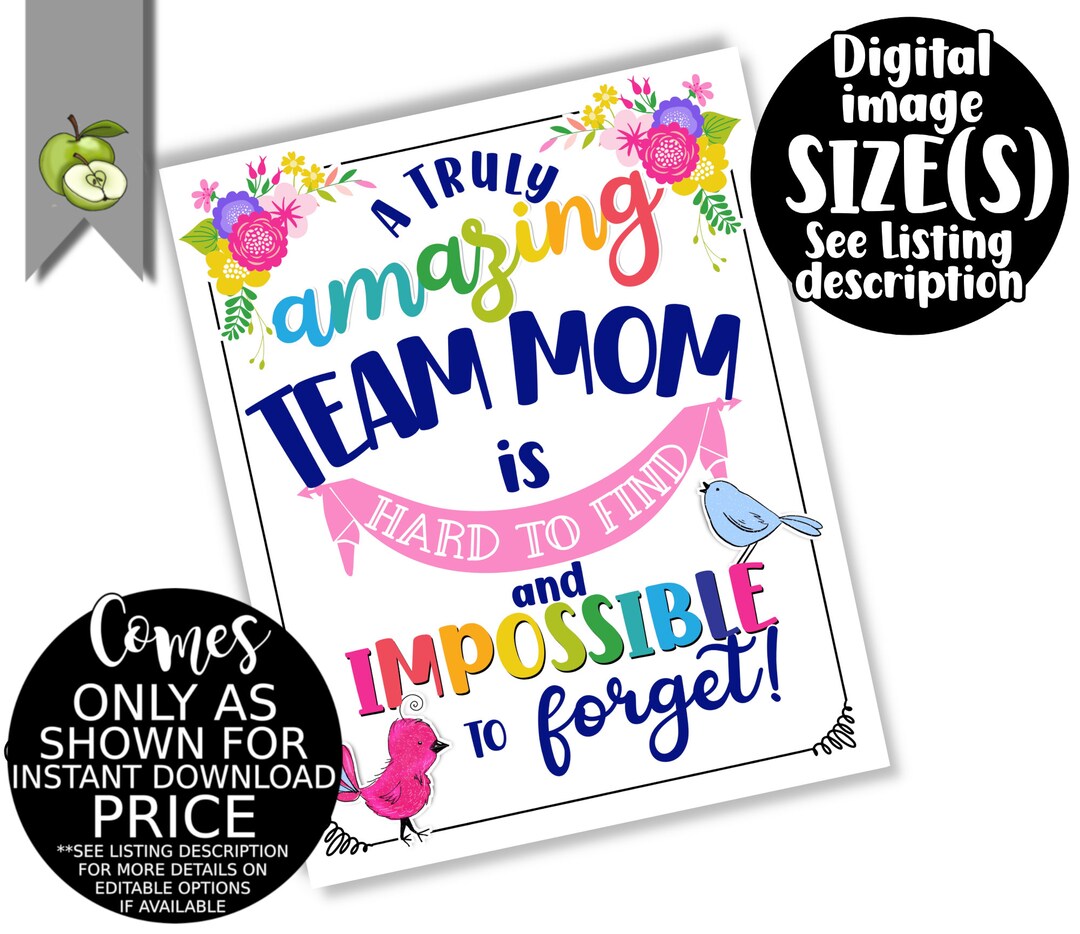 Team Mom Thank You, Sport, End of Season Gift, Female Volunteer, Soccer