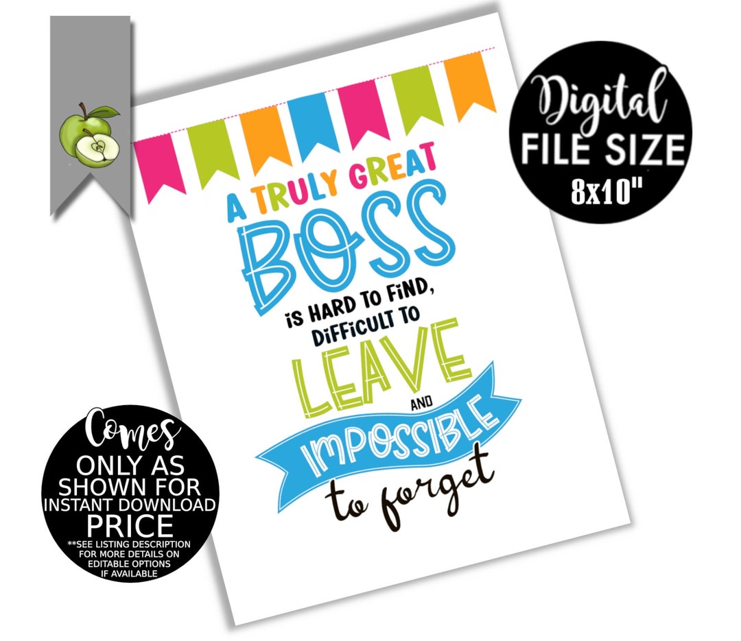 Boss Appreciation Week Printable A Truly Great Boss is Hard Etsy UK