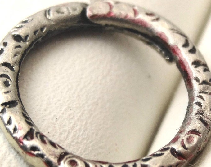 Beautiful chased sterling silver split ring, charm holder