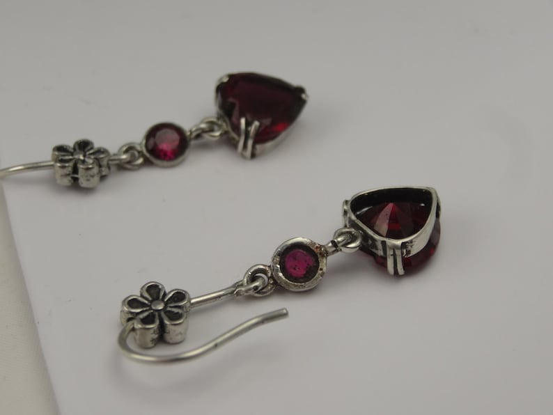 Scrumptious rhodolite crystal and 925 silver heart earrings