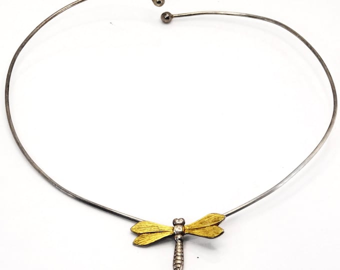 Vintage silver butterfly torque necklace