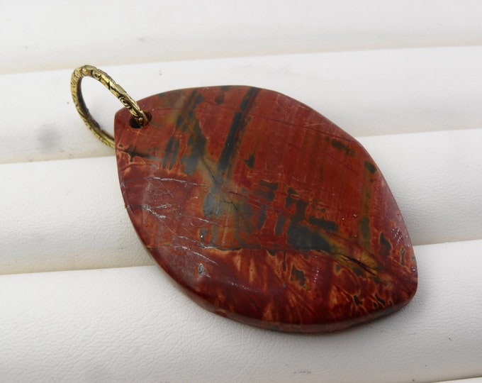 Stunning Jasper Navajo freeform pendant with silver bale