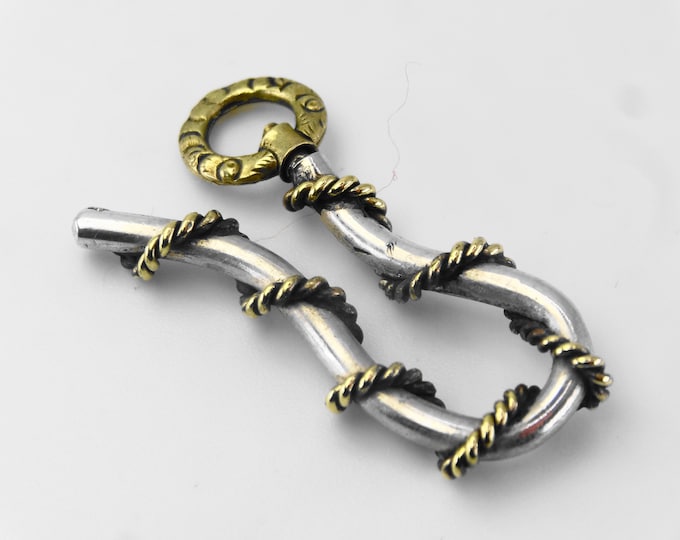 Vintage Sterling Silver Snake Hook Clasp: Antique Charm Holder Pendant