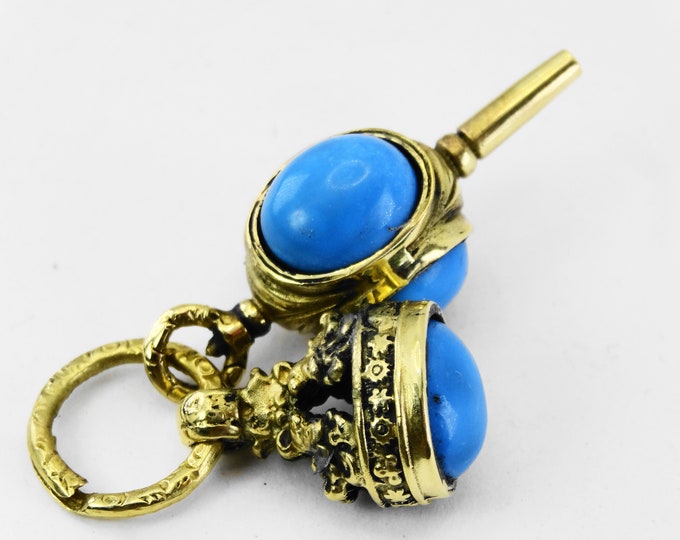 Gorgeous set of fob seal charm pendant.key with turquoise