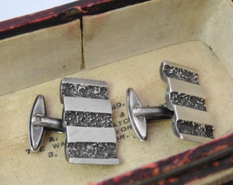 Boutons de manchette anciens en argent sterling