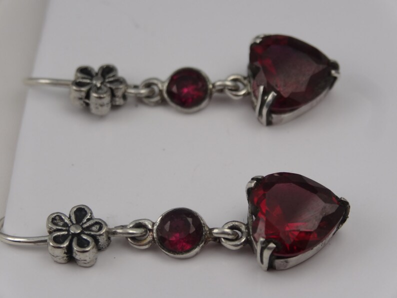 Scrumptious rhodolite crystal and 925 silver heart earrings