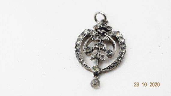 Antique Edwardian silver and paste pendant