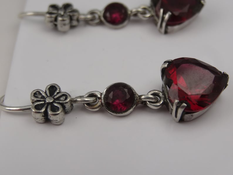 Scrumptious rhodolite crystal and 925 silver heart earrings