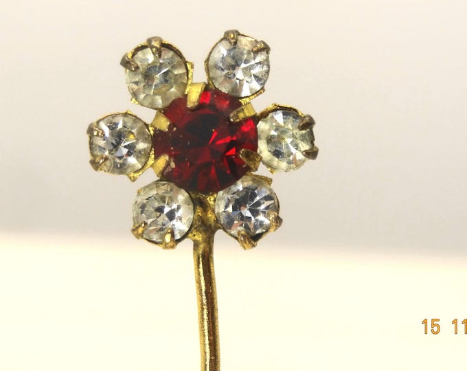 Sweet red and white crystal paste pin