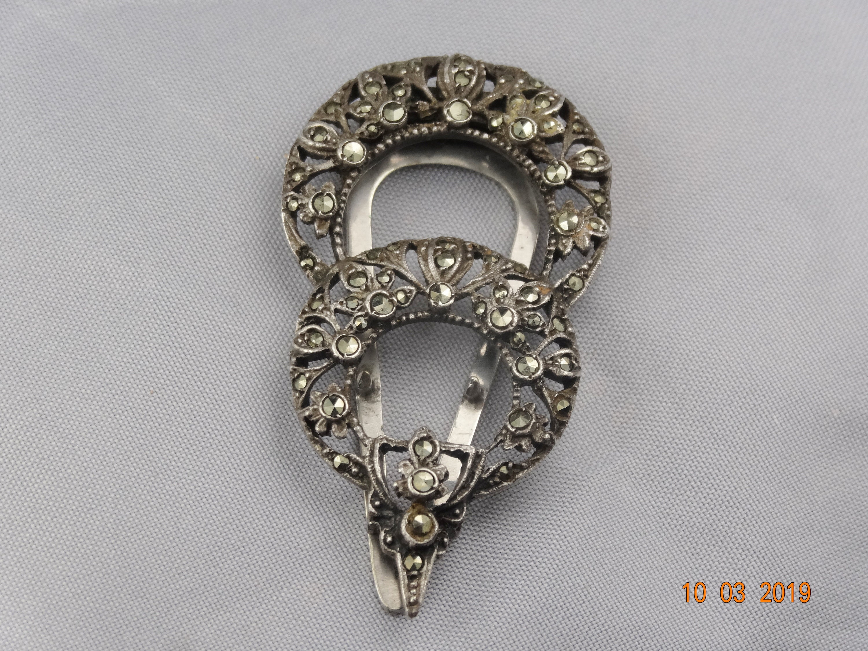 Silver and Marcasite scarf clip