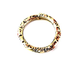 Enamelled Chased Split Ring Charm Holder