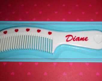 Vintage 80's Fashion Heart Comb DIANE Personalized New Old Stock Various Colors Party Favors!