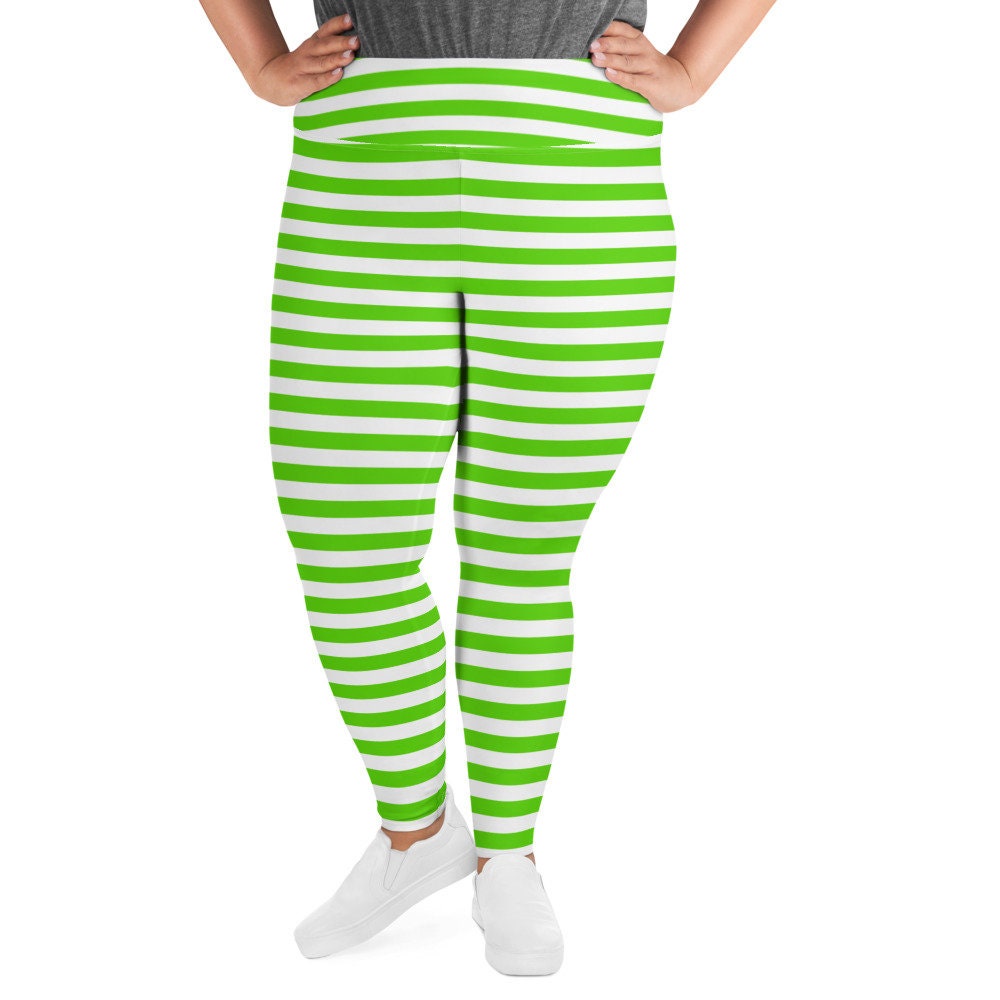 Colored Tights Plus Size Green And Black Striped Tights Opaque