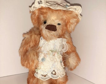 Sue B Bears Artist Mohair Teddy Bear 11" Fench Maid OOAK Jointed Susan Johnson