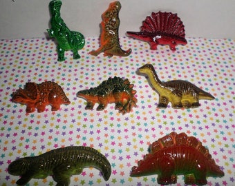 Vintage Fashion 80's Dinosaur Pins Set of 8 FANCY Dino Brooch FUN Jean Jacket Decoration Paleontologist Gift