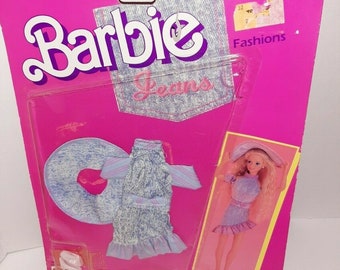 Barbie 1988 Designer Jeans Fashions Outfit Clothes Denim Blues Dress Set NEW