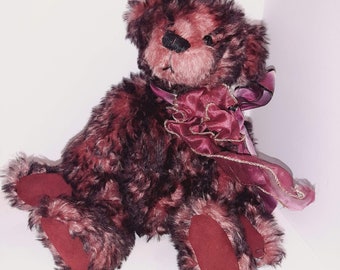 Teddy Loves Company Bear Sparkling Burgandy Ruthie O'Neill Artist OOAK 16"