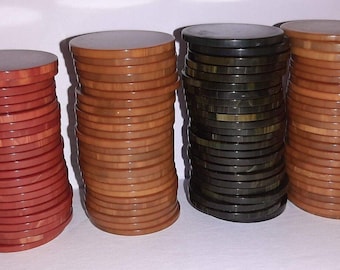 98 Vtg Bakelite Butterscotch Red Green Translucent Marble Swirl Poker Chips 388g