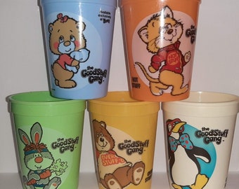 Vintage 80s Wendy's Kids Meal The Good Stuff Gang 1980's Set of 5 Drinking Cups