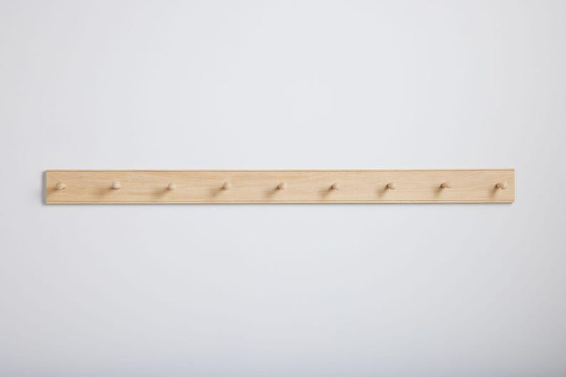 Oak Shaker Peg Rail. Wooden coat Rack. Storage Rack. Various Sizes. Handmade in UK image 5