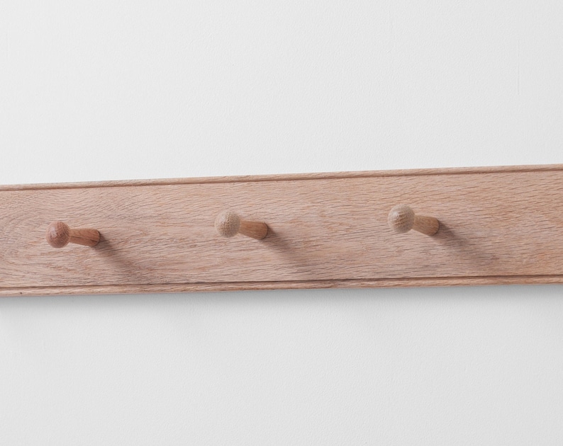 Oak Shaker Peg Rail. Wooden coat Rack. Storage Rack. Various Sizes. Handmade in UK image 4