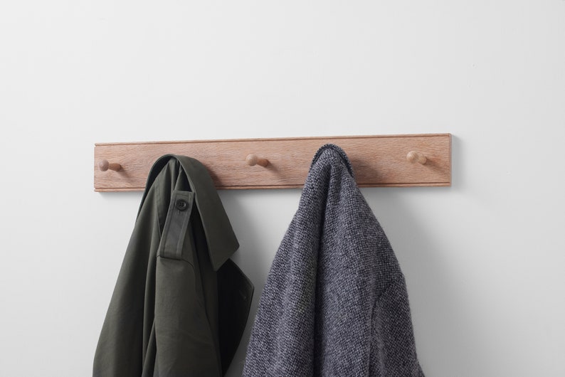 Oak Shaker Peg Rail. Wooden coat Rack. Storage Rack. Various Sizes. Handmade in UK image 3