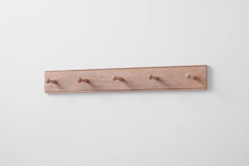 Oak Shaker Peg Rail. Wooden coat Rack. Storage Rack. Various Sizes. Handmade in UK image 2