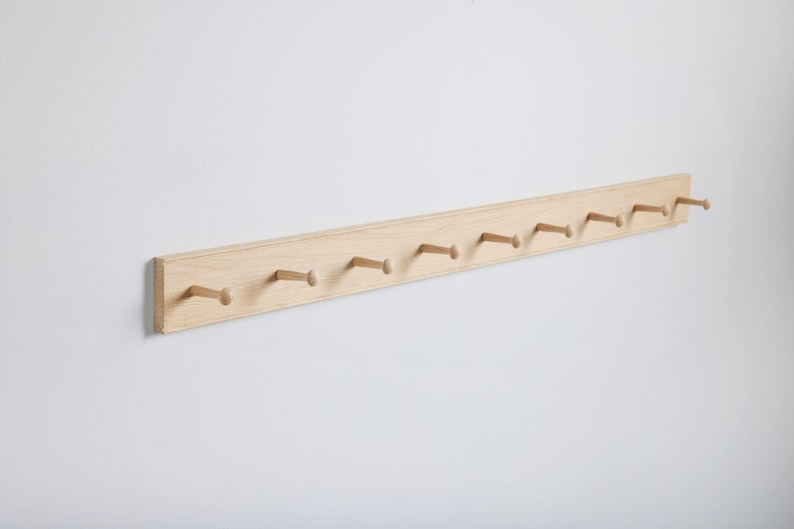 Oak Shaker Peg Rail. Wooden coat Rack. Storage Rack. Various Sizes. Handmade in UK image 6