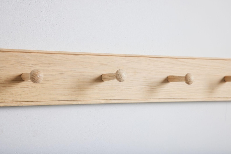 Oak Shaker Peg Rail. Wooden coat Rack. Storage Rack. Various Sizes. Handmade in UK image 7