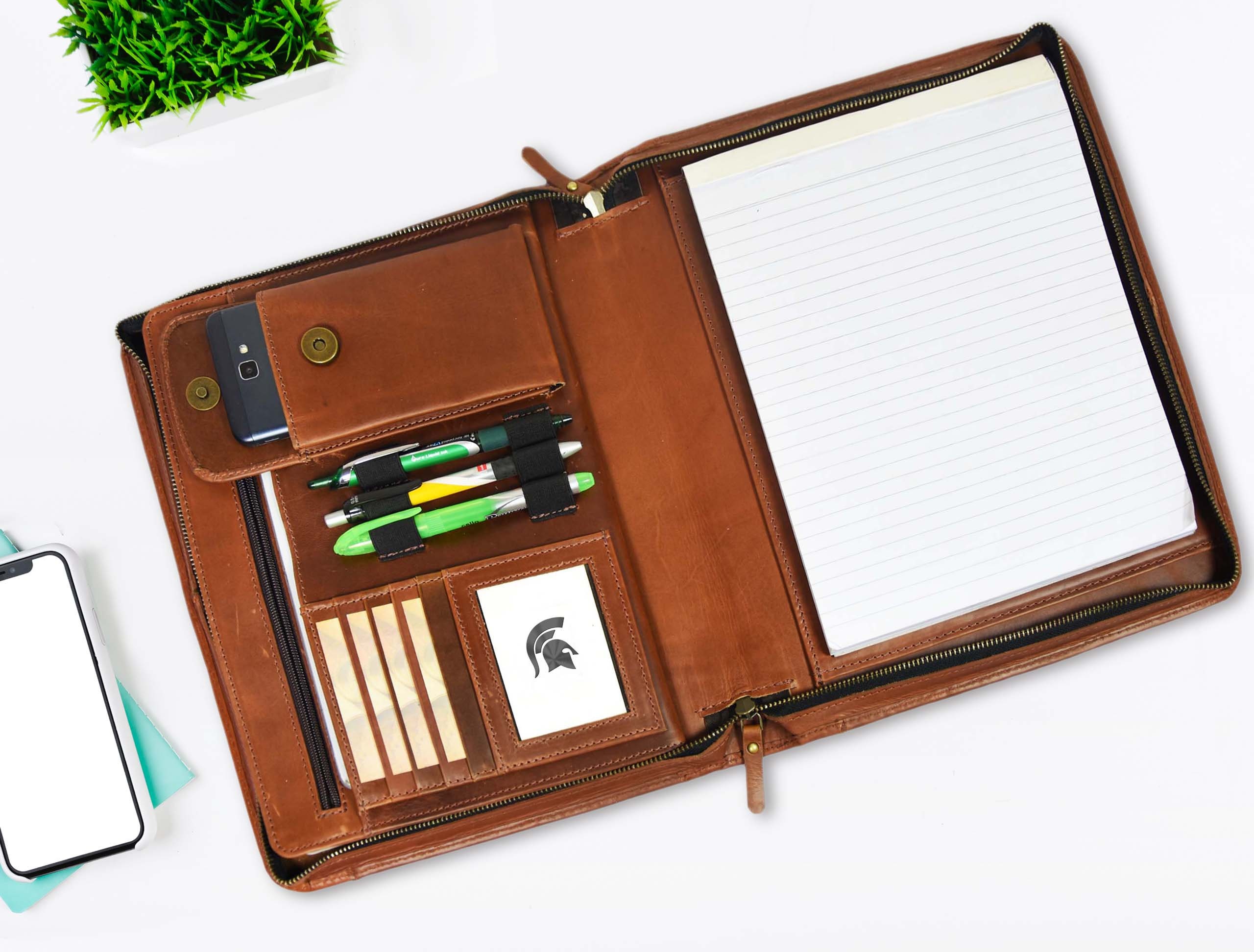 A4 Personalized Leather Portfolio Name Logo RFID Etsy