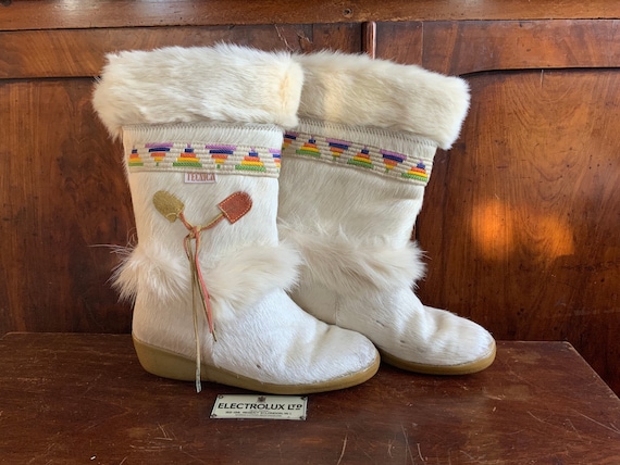white fur eskimo boots