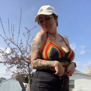 Made To Order, Rainbow Crop Top, Crochet Crop Top