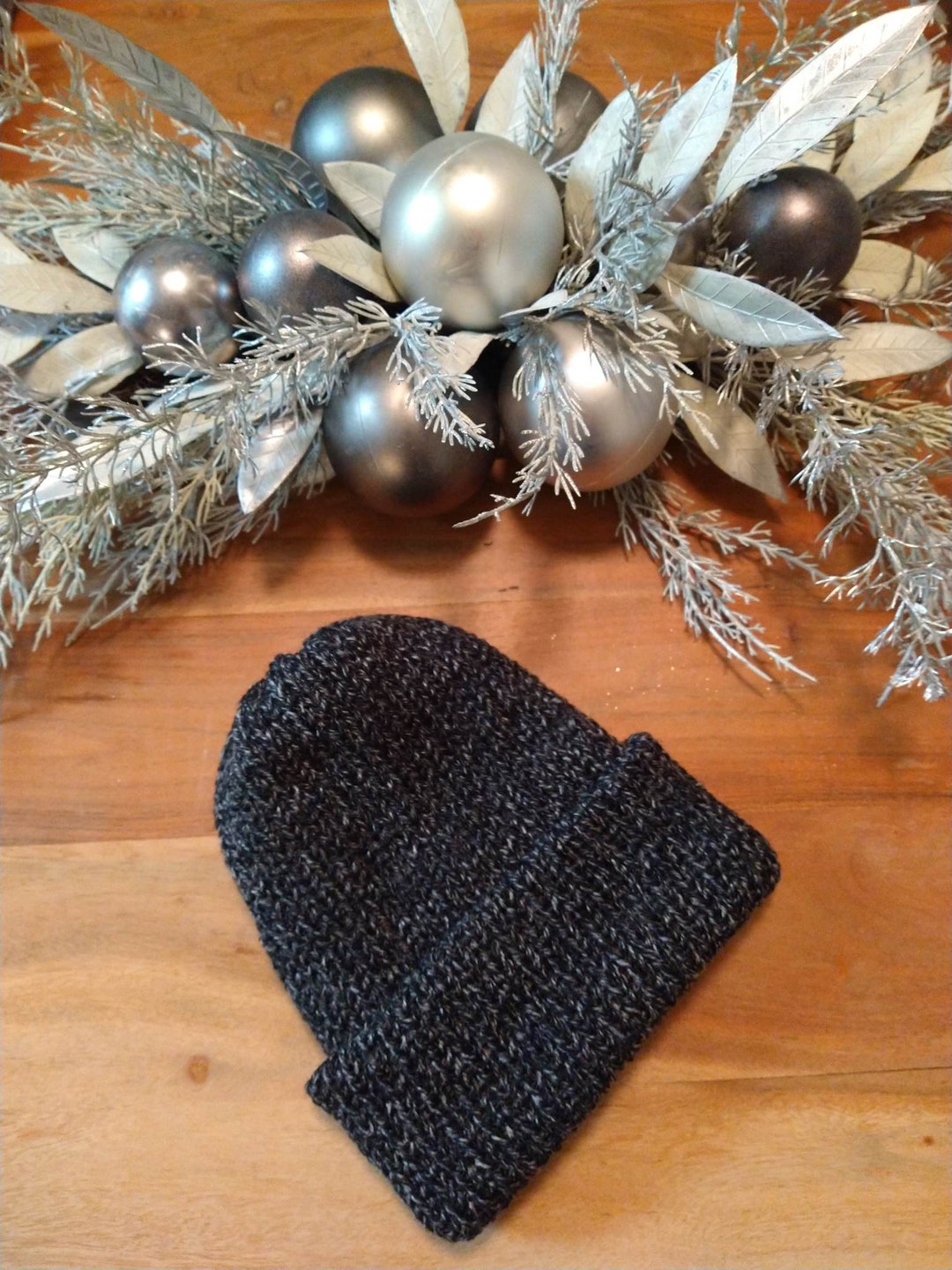 Made to Order Grey Knit Beanie Knit Double Brim Beanie Etsy