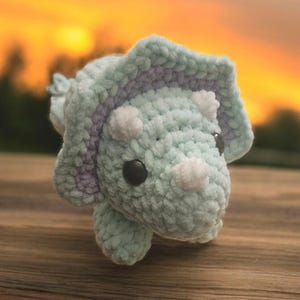 Laying Triceratops Stuffed Animal, Triceratops Stuffed Animal, Ready to Ship, Triceratops Amigurumi, Dinosaur Stuffed Animal