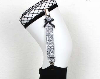 Strumpfhalter / Strapse "Spiderweb" weiß, 2er Set