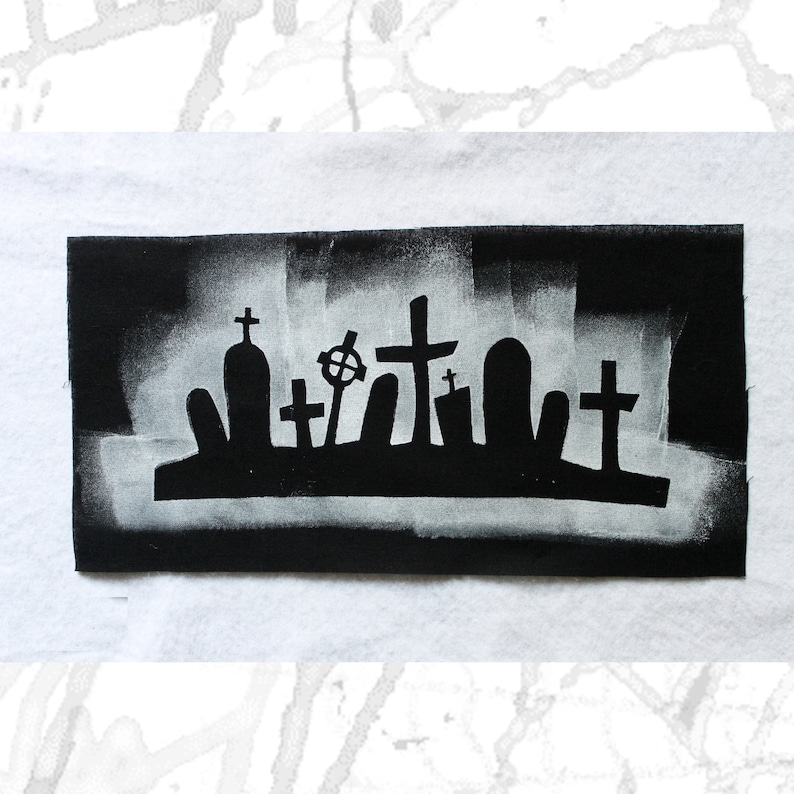 Backpatch FRIEDHOF, 27 cm x 14 cm schwarzer Friedhof