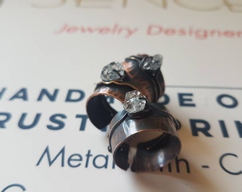 Herkimer Ring / Herkimer Diamond Ring / Herkimer Crystal / Handmade / Metal Smith / Herkimer & Copper / eco- Friendly/ Unique Copper Jewelry