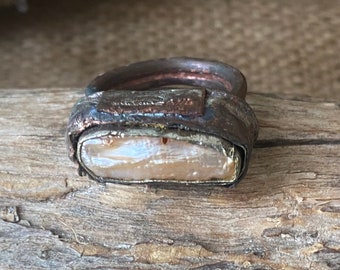 Perle Kupfer Ring/Kupferzeit/Handgefertigt/Roh/Primitiv/eine Art A Von/Metal Smith/Zeichen MZSencevik/Organic/Antik/Rustikal/Sencevik Schmuck